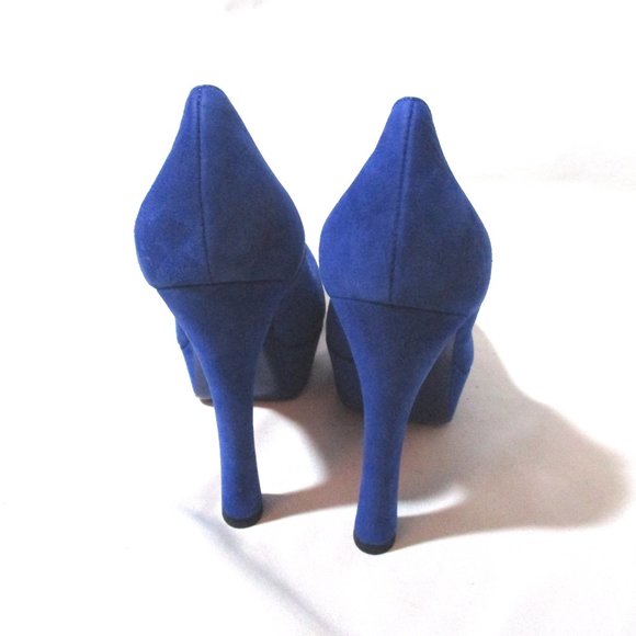 NEW NIB SAINT LAURENT PARIS Stiletto Heel Platform PUMP SHOE 36.5 BLUE - Picture 7 of 9